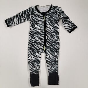 18M Striped Black and White 2 way zip pajamas